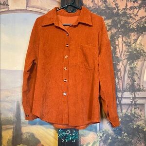Corduroy button up shirt spiced orange